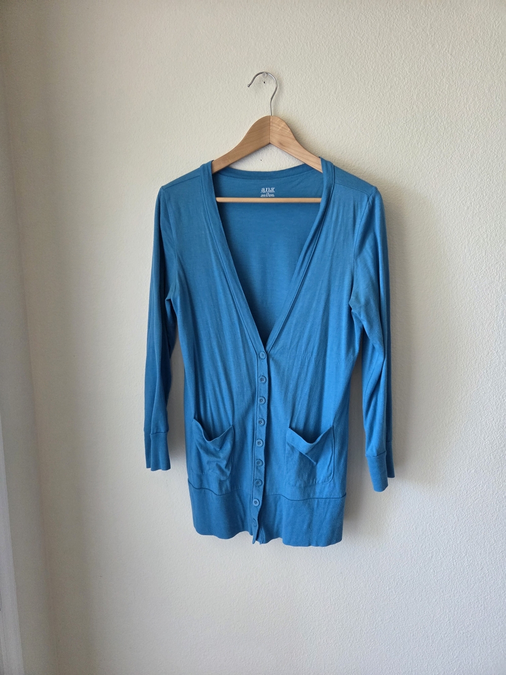 a.n.a Teal Button Front Long Cardigan 3/4 sleeve Vintage Y2K Sz M/L